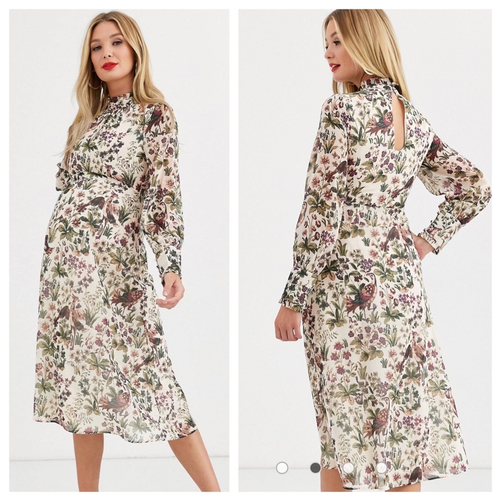HOPE & IVY | Midi Floral Ruffled Maternity Dress | US 8 worn once